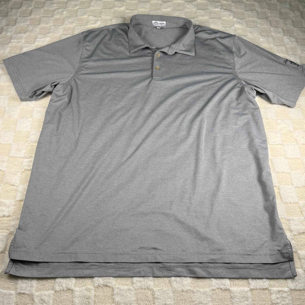 Peter Millar Summer Comfort Men's XXL Gray Polo Shirt Lakeside Cup‎ Sleeve Logo